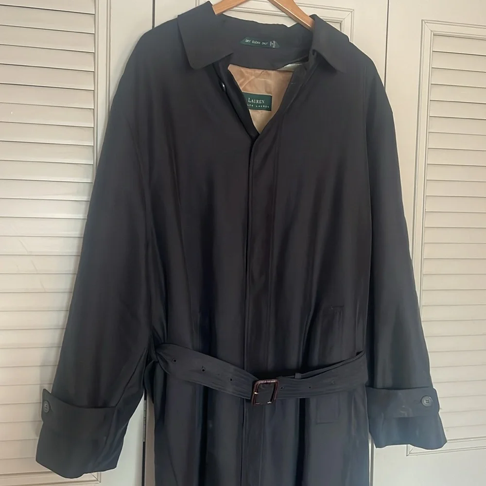 Lauren Ralph Lauren Men’s‎ Black Long Lined Trench Coat Size 46R